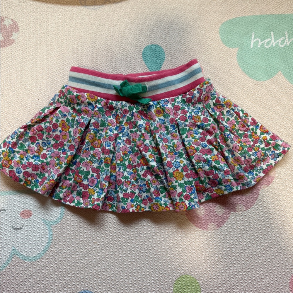 Boden Multicolor Floral Skirt with Striped Waistband
